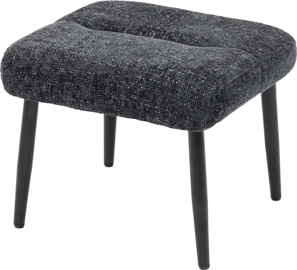 Repose-pieds Design en Chenille et Tabouret d'Appoint Gris Foncé Chic