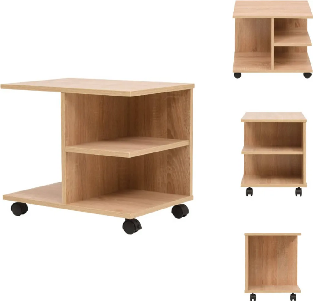 Bout de canapé mobile chêne brun pour salon et rangement de magazines