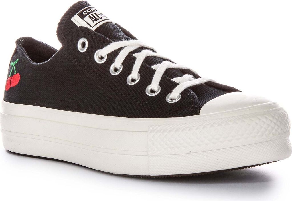 Converse CTAS Lift Low Top Kirsche Plateau Damen Textil Sneaker in Schwarz Weiß – 4,5 Großbritannien - 37 EU - 6,5 US / Schwarz-Weiss