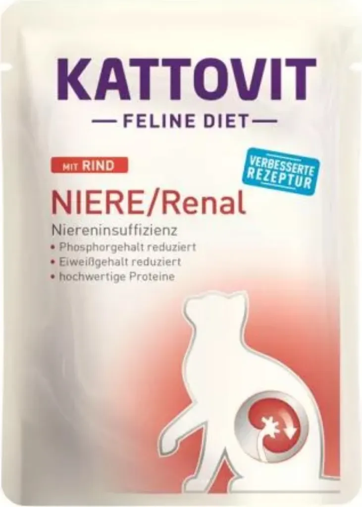 Kattovit Niere Rénal Bœuf 24 sachets 85g : faible phosphore et protéines