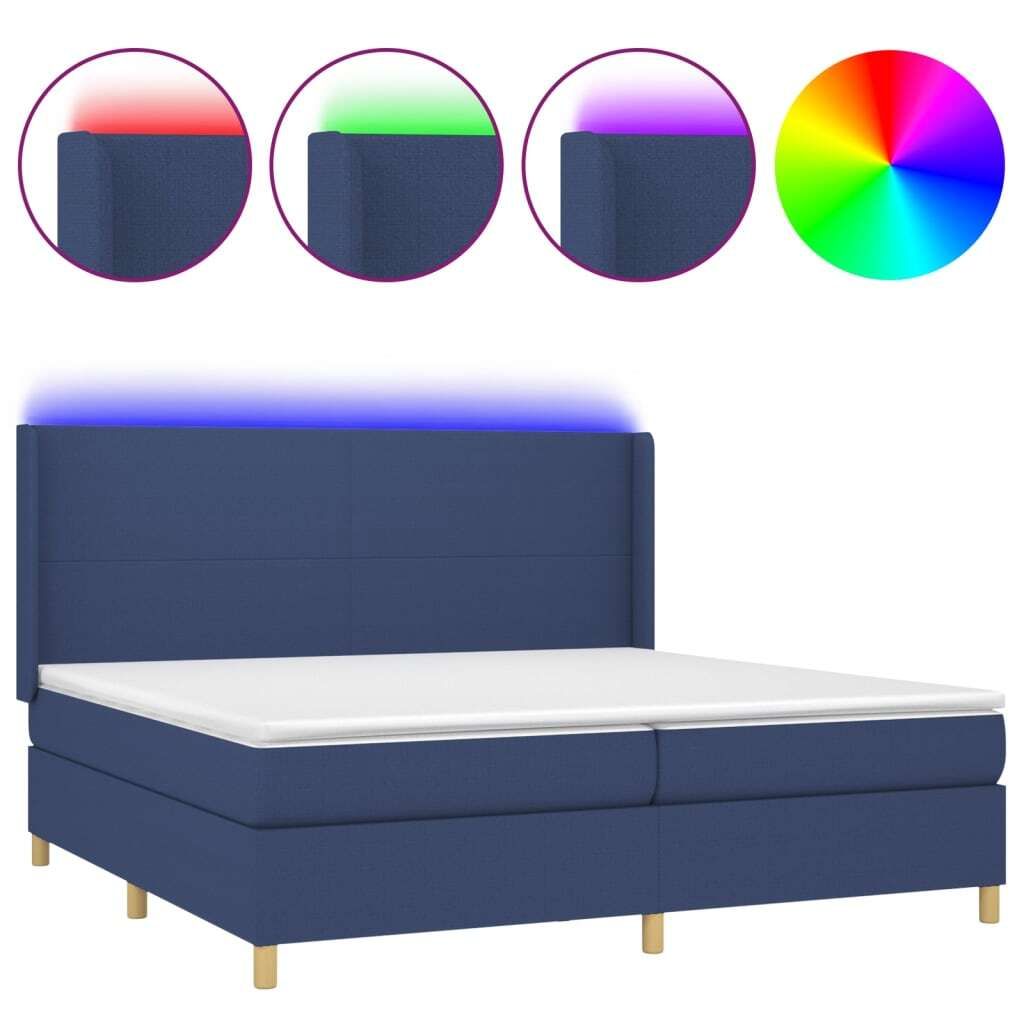 vidaXL Boxspringbett mit Matratze & LED Blau 200x200 cm Produktbild 