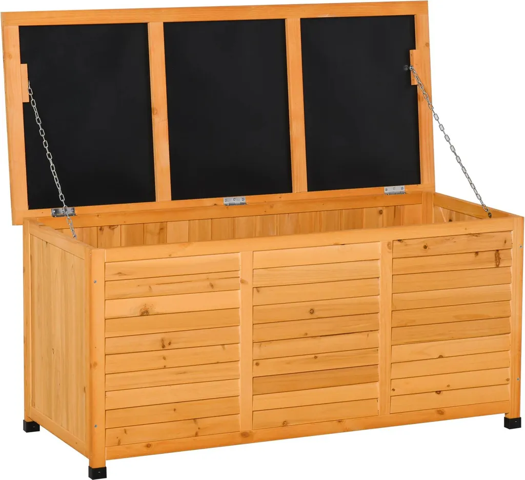 Boîte de rangement en épicéa 127x56x60 cm avec couvercle rabattable