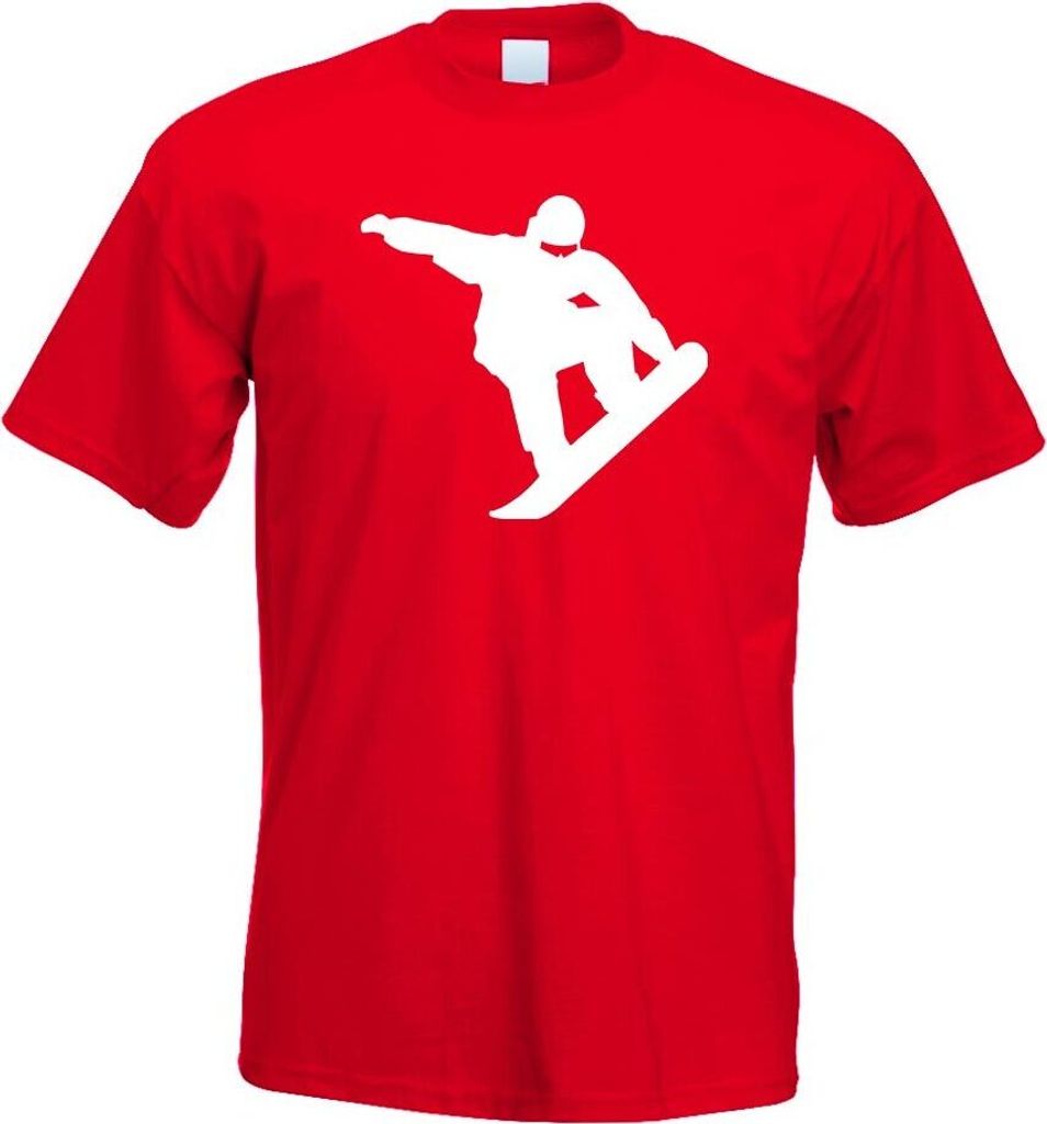 Kiwistar - T-Shirt - rot - Snowboarding Sportler Figur Motiv Bedruckt Funshirt Design Print - mit Motiv Bedruckt - Funshirt Design - Sport - Freize...