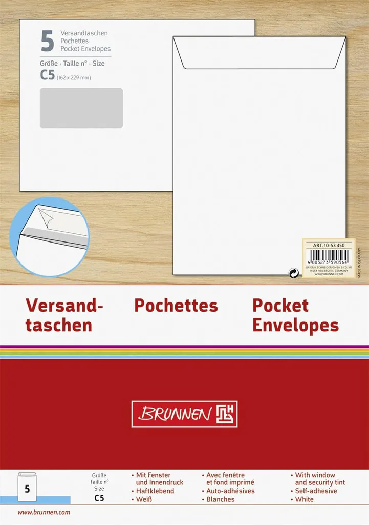 Pochette d'expédition C5 blanche avec fenêtre : protégez vos documents