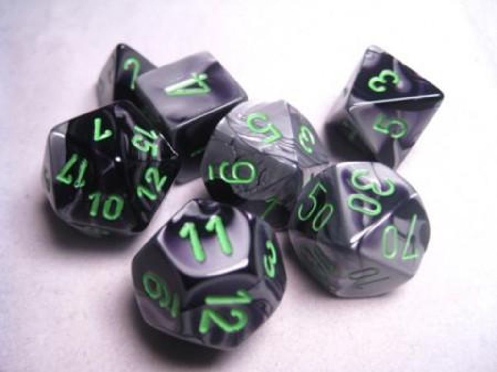 Chessex - Gemini - 7-Die Set - Black-Grey/Green