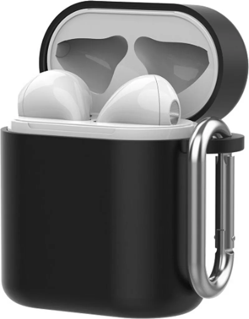 Guscio, colore nero, compatibile con Huawei Freebuds 2, Honor Flypods pro cover protettiva per auricolari, case anti-graffi, lavabile,anti-urti con moschettone per agganciarlo a borsa, zaino, marsupio