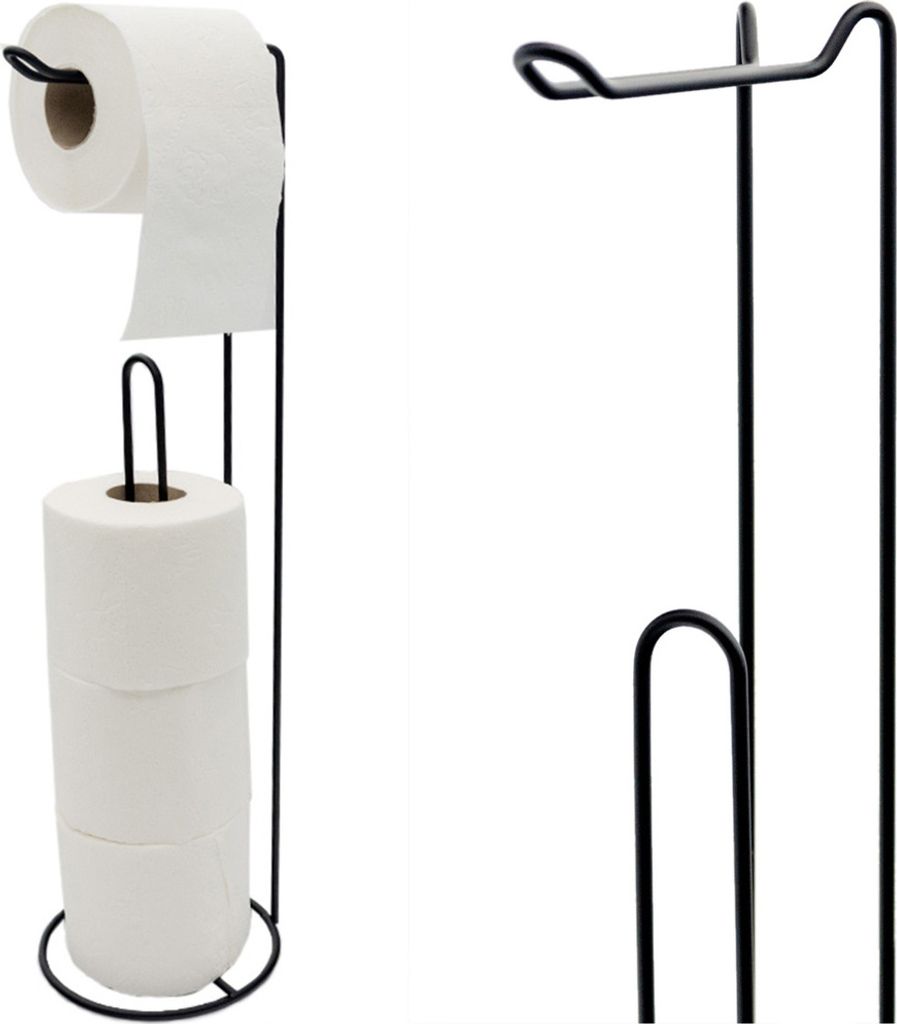 Stojak na papier toaletowy, metalowy, czarny, 54 cm Zdjęcie produktu 