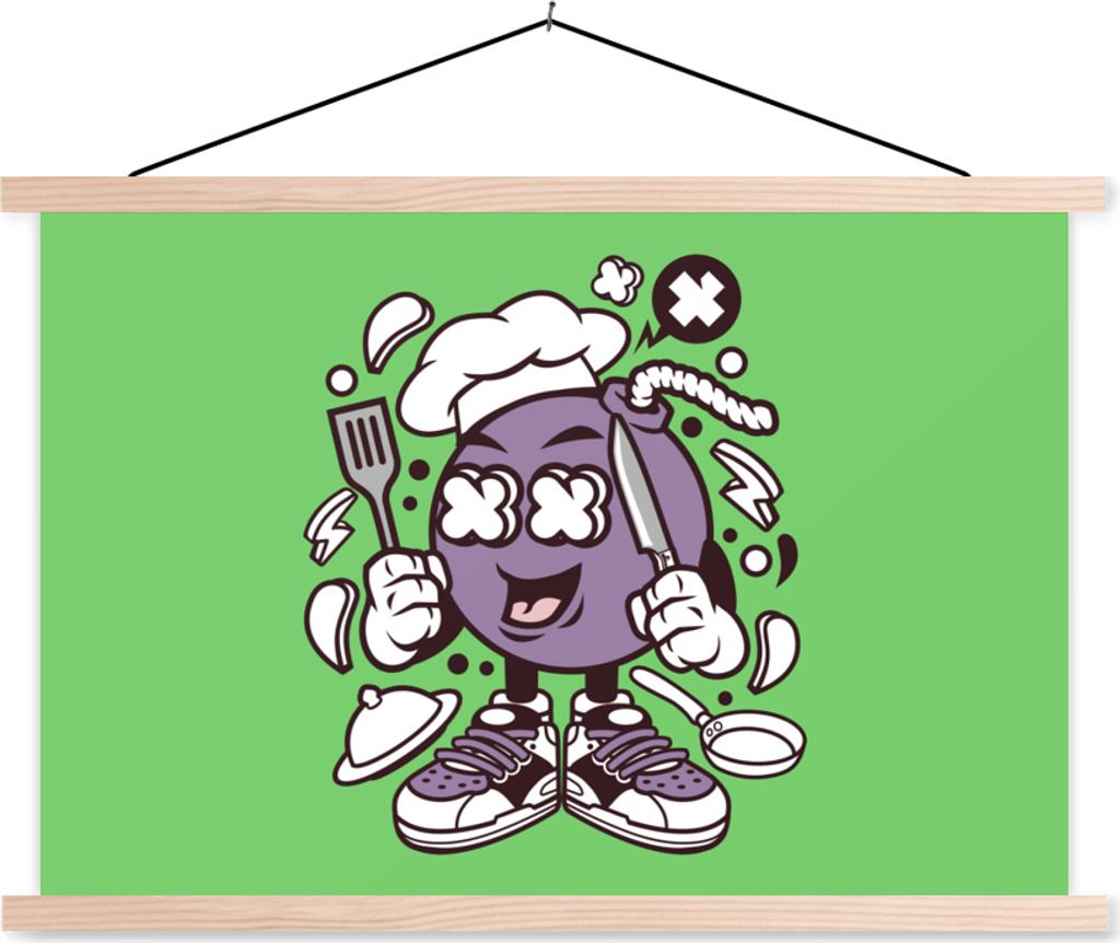 MuchoWow Textilposter Bombe - Vintage - Küche 60x40 cm mit holzfarbenen Rahmen - Bilder