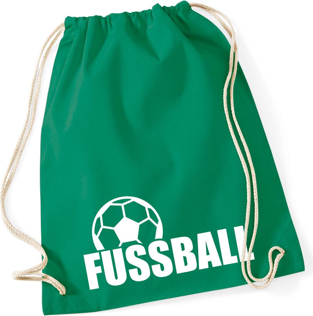 Huuraa Turnbeutel Fussball Ball 12 Liter Kelly Green Baumwolle Rucksack Geschenkidee