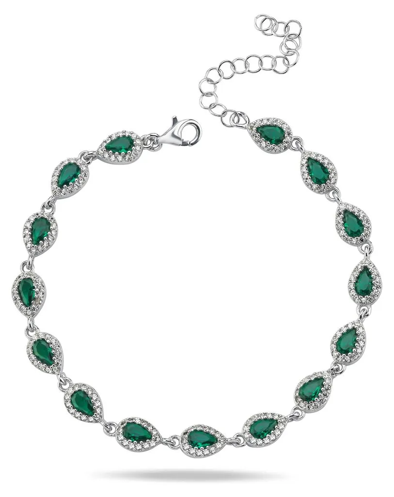 Bracelet femme argent 925 idéal pour mariage et soirée chic verte