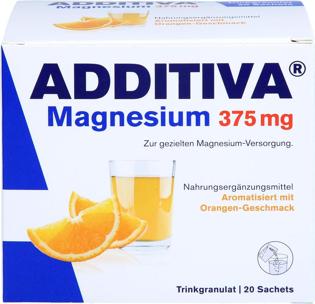 ADDITIVA MAGNESIUM 375Mg GRANULAT ORANGE, 20 pcs. Sachets Image du produit 