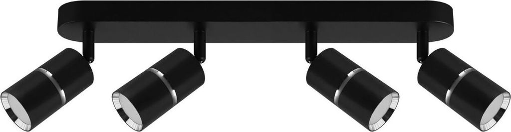 Deckenspot Metall verstellbar Schwarz Chrom GU10 4-flammig länglich Spot Lampe Decke