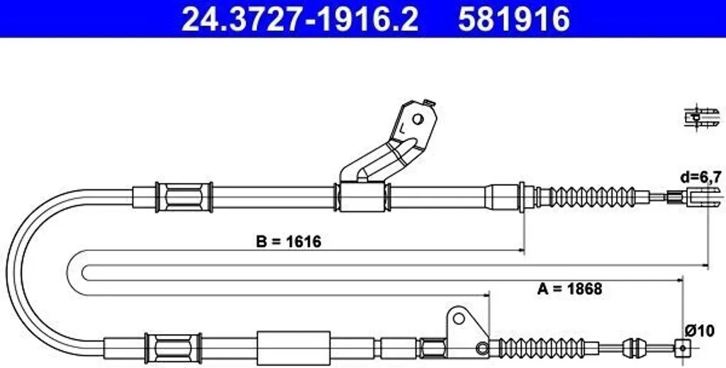 Commande de frein de stationnement Toyota Avensis T22 câble ATE OE