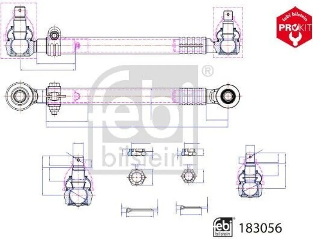 Barre de direction FEBI 183056 robuste pour SCANIA série 4 - Essieu Avant