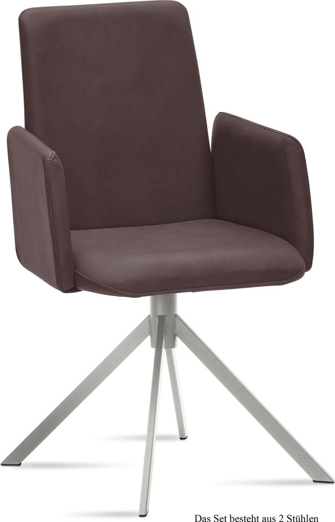 Armlehnstuhl (2er-Set) Dorina 52x92x60 Edelstahl/Braun