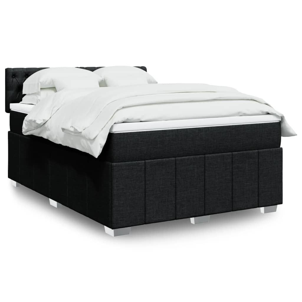 Maison Exclusive - Boxspringbett mit Matratze Schwarz 160x200 cm Stoff