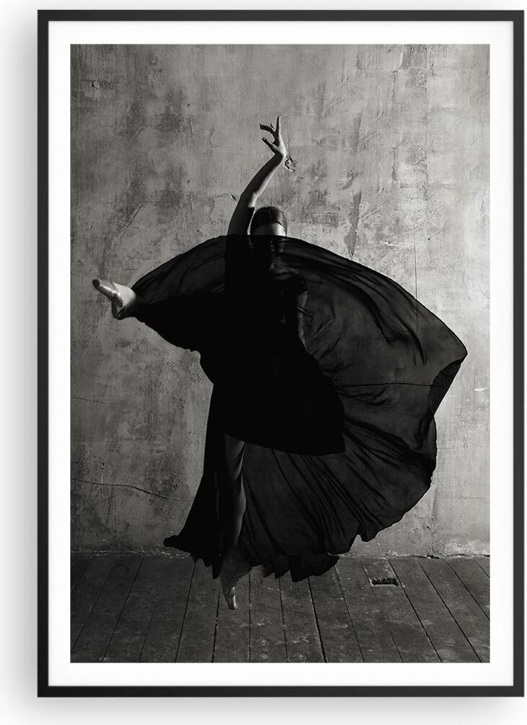 Gerahmtes Poster - Schwarzer Rahmen - Tanz Schwarz Kleid - 70x100 cm - Wand Bild - Wanddeko - Wandbilder - Kunstposter - Wandposter - Bilderrahmen ...