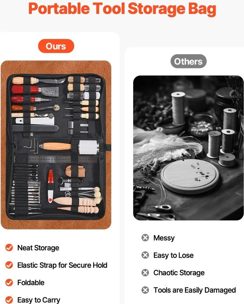 Set complet de maroquinerie 59 accessoires pour artisanat et couture cuir - 6