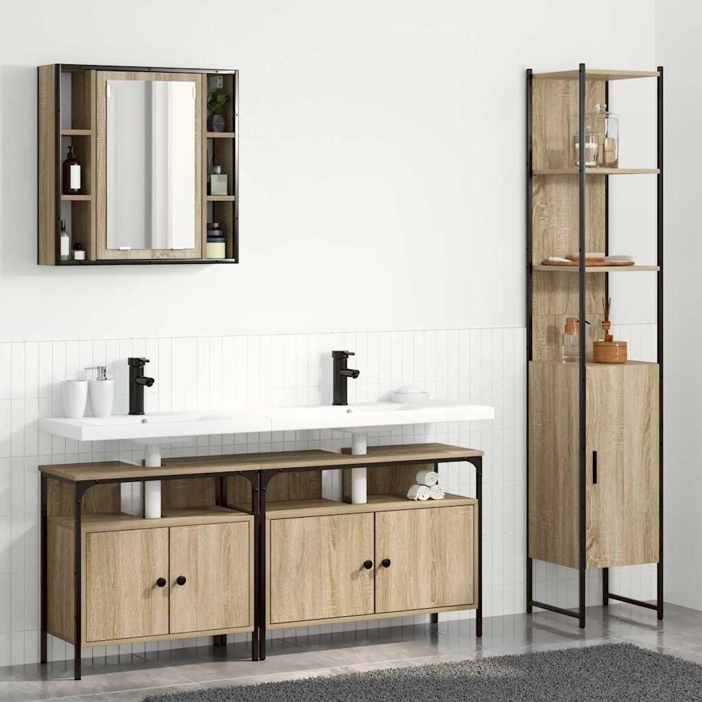 Maison Exclusive - Badezimmermöbel-Set mit Regal 4 pcs Sonoma-Eiche Holzwerkstoff