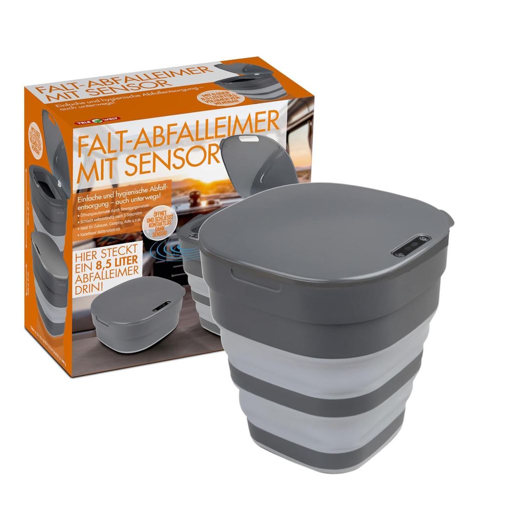 Abfalleimer mit Sensor Faltbar 8,5L Automatik Mülleimer mit Produktbild 