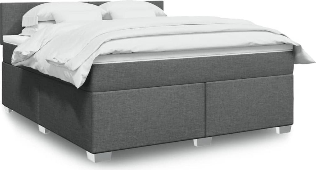 (NEU 2026) Boxspringbett mit Matratze, Doppelbett moderne, Dunkelgrau 180x200 cm - Stoff - Klassische Betten - 100.54 kg