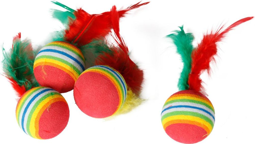Karlie Regenbogenbälle mit Feder - Katzenspielzeug - Gummi Produktbild 