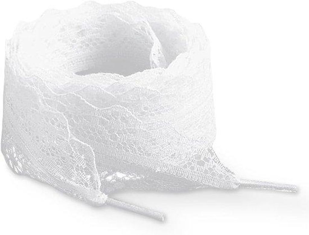 Wit, elastisch, 120 cm lang, 3 cm breed, kant, lint, schoenveters, handelsvriendelijk, für Mädchen und Frauen geeignet, ideal für Festtage, Feie...