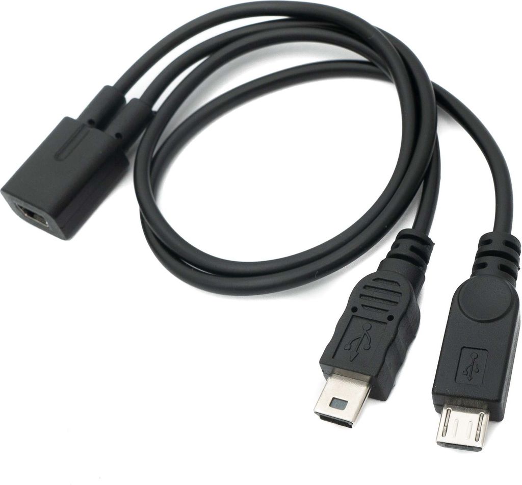 SYSTEM-S USB 2.0 Kabel 30cm Mini B Buchse zu Stecker & Micro B Stecker in Schwarz