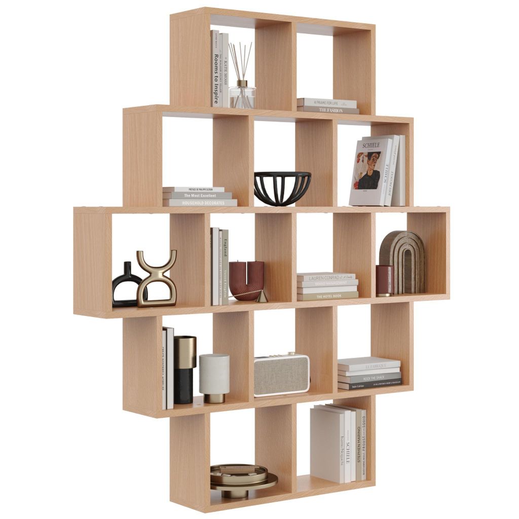 Bücherregal Buche – Moderne Wandbibliothek im Produktbild 