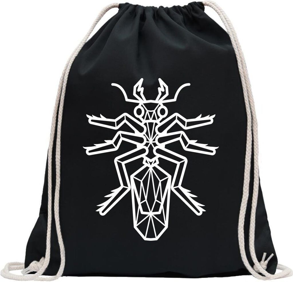 Kiwistar - Turnbeutel - schwarz - Ameisen Polygon - Fun Rucksack Sport Beutel Gymsack Baumwolle mit Ziehgurt