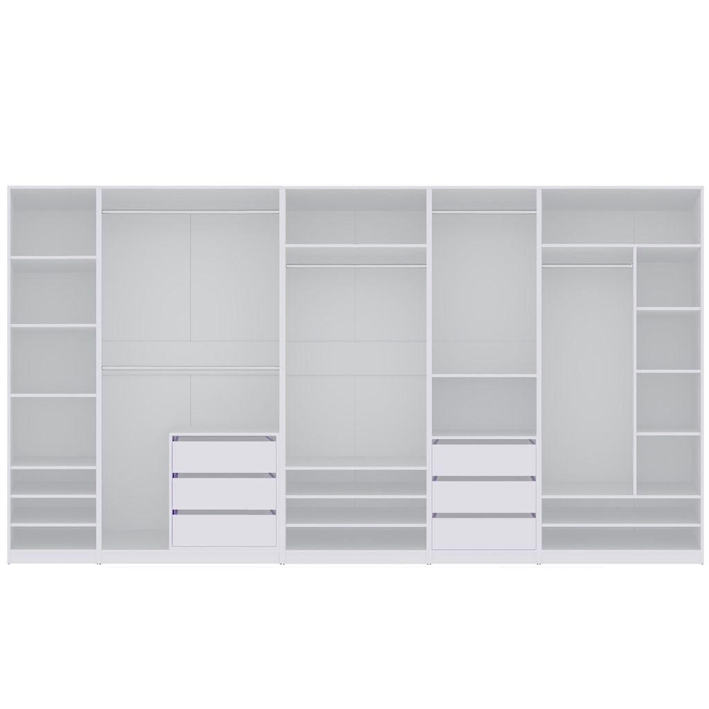 Marmex Möbel TRES R SET Kleiderschrank ohne Türen 380x206x51cm Weiß