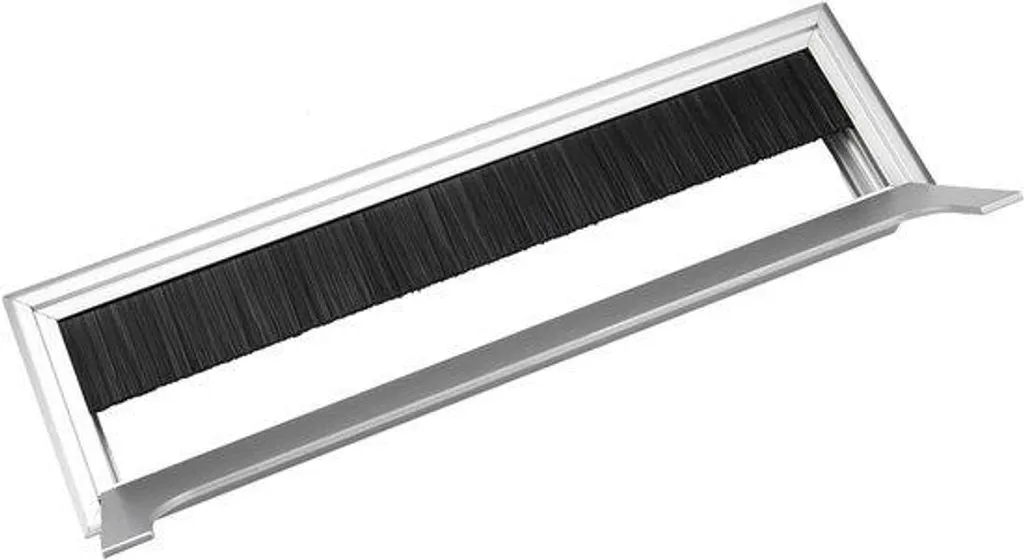 Sortie de câble carrée aluminium brossé - Finition premium pour bureau