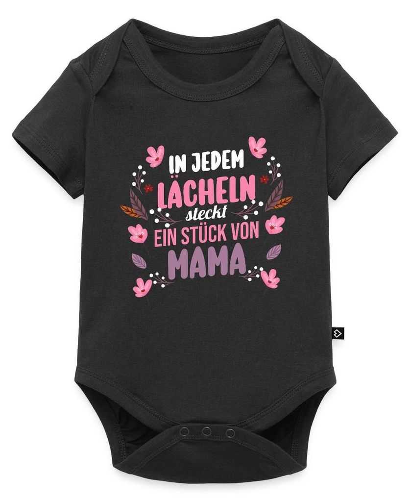 Spreadshirt Jedes Lächeln Ein Stück Mama Kurzarm Tages Baby Body, 68 (3-6 M.), Schwarz