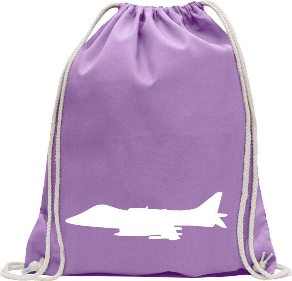 Kiwistar - Turnbeutel - lavendel - Kampfflugzeuge Motiv 2 - Fun Rucksack Sport Beutel Gymsack Baumwolle mit Ziehgurt
