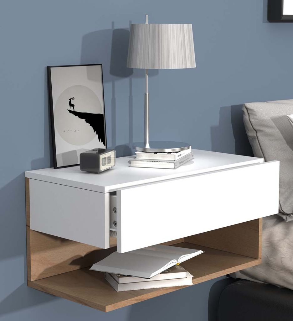 VCM Nachtschrank | Wandschublade | Wandboard | Nachttisch |Maße ca. H. 30 x B. 60 x T. 32 cm - Usal XL 60 cm