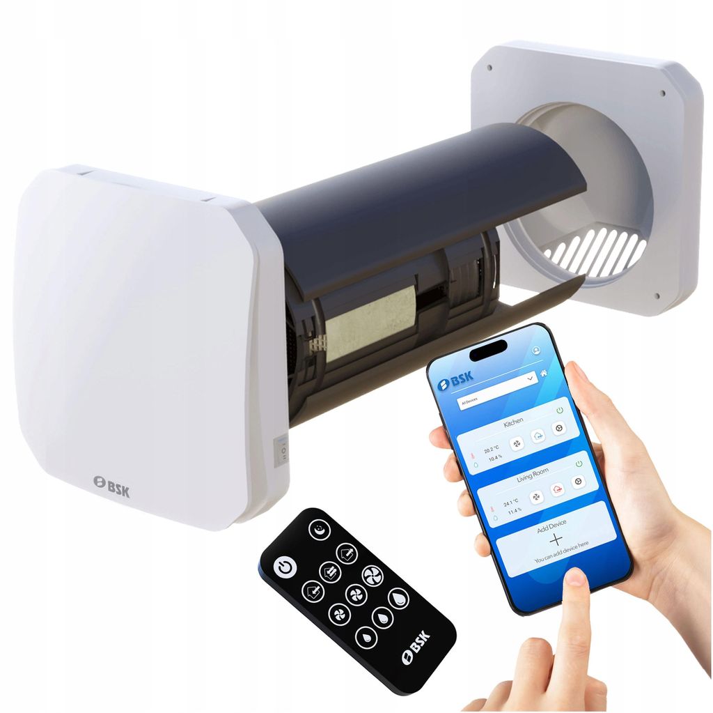 BSK ZEPHYR 110 Rekuperator ścienny WiFi 30 m³/h Higrostat Zdjęcie produktu 