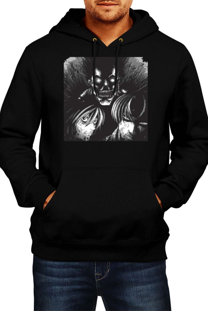 Herren Kapuzenpullover Japan Anime Manga Comics Death Note 01, Man 2XL / Schwarz