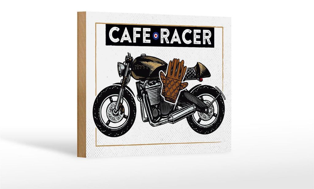 Holzschild Motorcycle Cafe Racer Motorrad 18x12 cm Geschenk