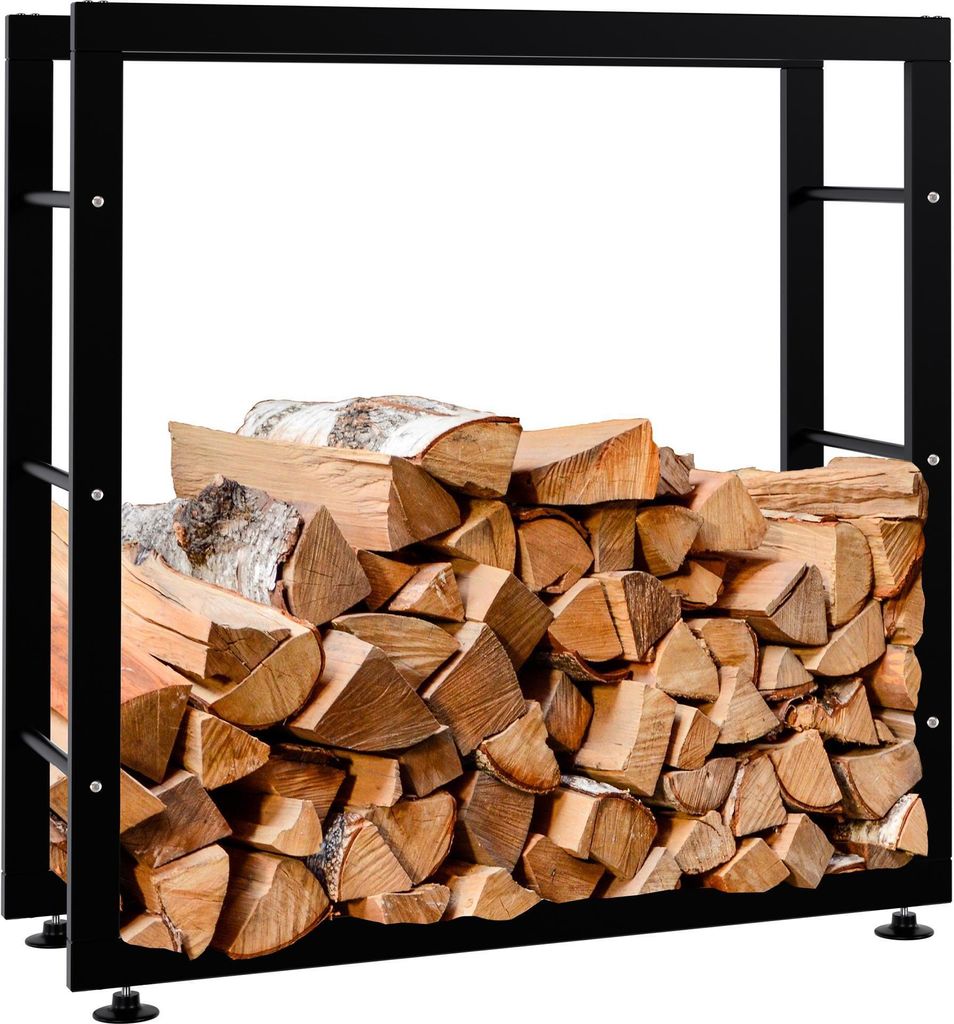 DELUKE Kaminholzregal innen Metall SATLO - für Feuerholz | Brennholzregal innen Kaminholzständer Kaminholzhalter Feuerholzregal Innen| Schwarz,...