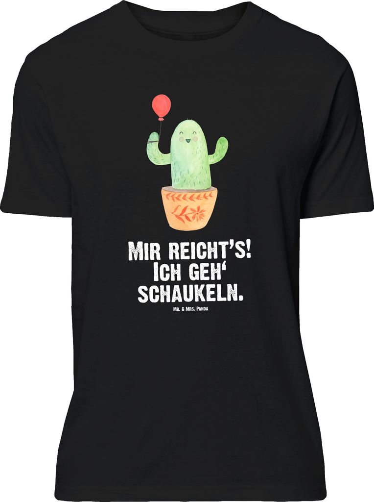 Mr. & Mrs. Panda Größe XL T-Shirt Kaktus Luftballon - Schwarz - Geschenk, mit Spruch, Freude, Freundin, Büro, Ausbildung, Shirt, Kakteen, Tshirt