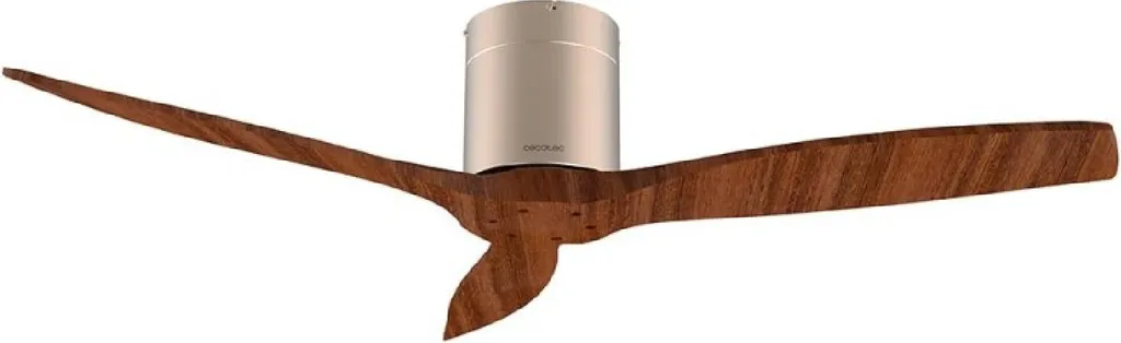 Ventilatore da soffitto Cecotec EnergySilence Aero 5500 Aqua GoldDarkWood Connesso, Motore DC 40W, Diametro 132 cm, Basso consumo energetico, Wifi, Telecomando, Esterno, Timer, Estate/Inverno, Silenzioso, Silenzioso