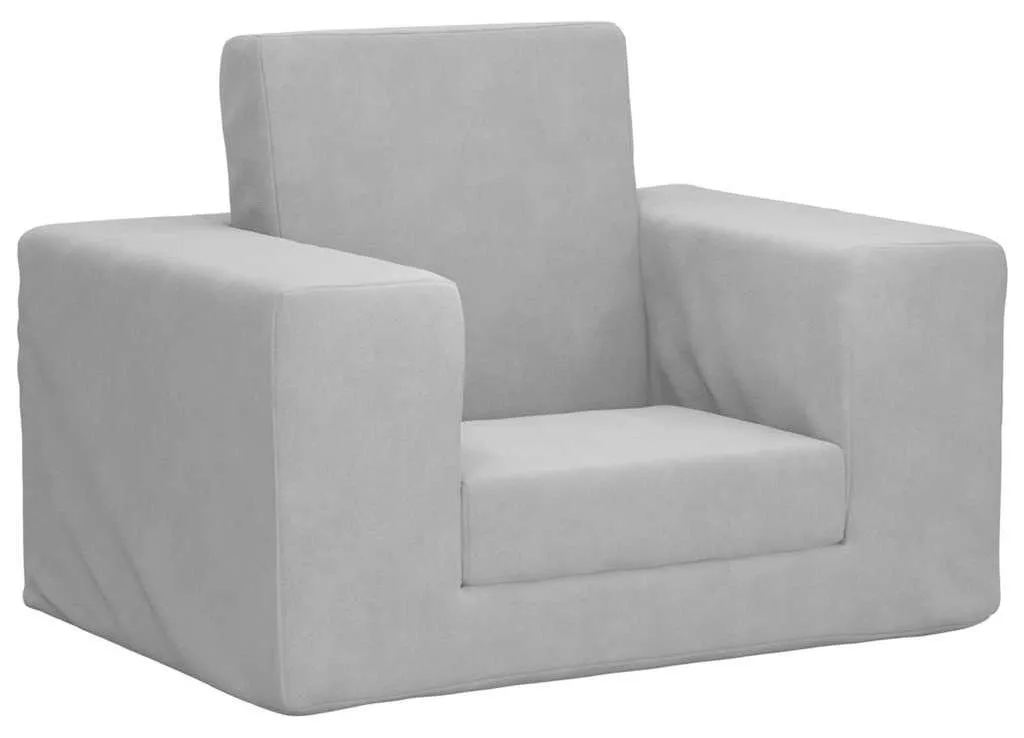 Petit canapé enfant gris clair déhoussable en peluche ultra moelleuse - 8