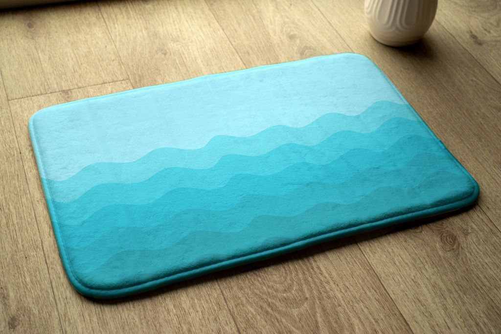 Badteppich Saugfähige - Badezimmer Teppich - Rutschfester Badvorleger Badematte - 75x45 cm - Geometrische Wellen