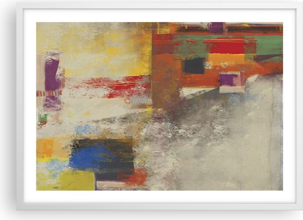 Gerahmtes Poster - Weißer Rahmen - Abstraktion die Farben modern - 70x50 cm - Wand Bild - Wanddeko - Wandbilder - Wandposter - Bilderrahmen - Bild...