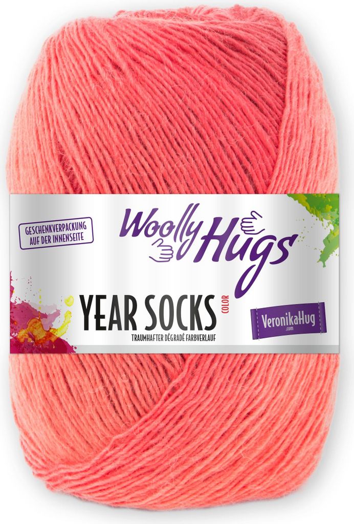 Woolly Hugs Year Socks 100g Sockenwolle/Dochtgarn mit Degradé-Farbverlauf, Perfekt für Double-Face Stricken, Strickgarn für Socken, Schals & Acc...