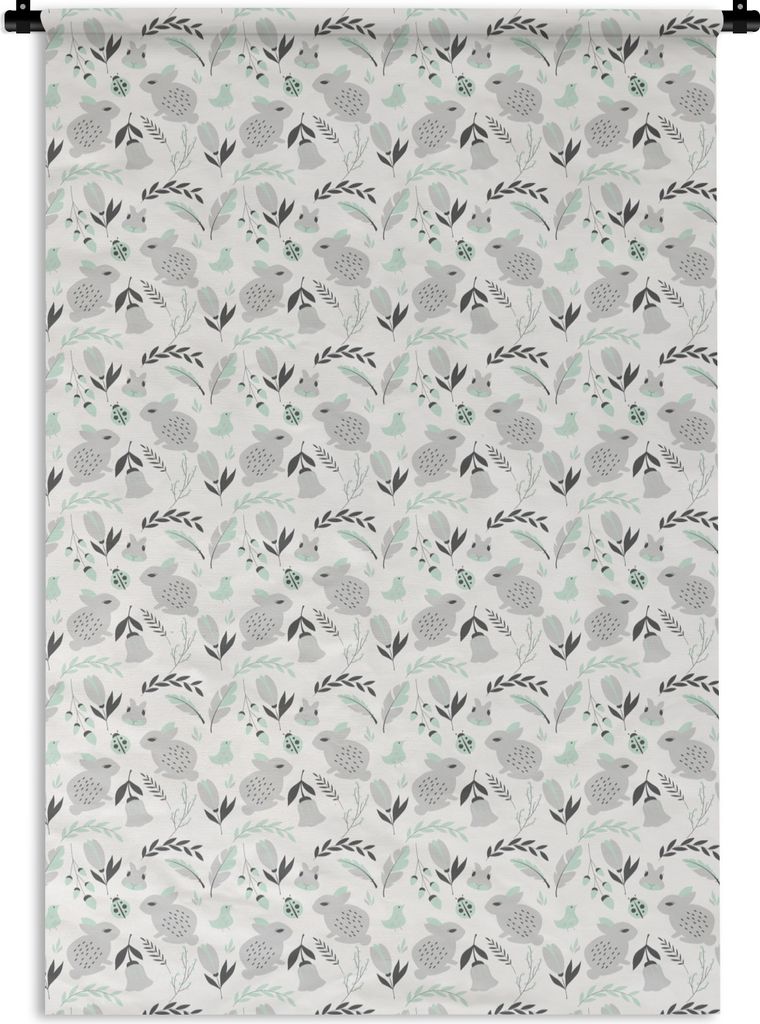 MuchoWow Wandteppich Wandbehang Kaninchen - Muster - Frühling 120x180 cm Tapisserie Dekoration Wandtuch - Schlafzimmer - Dekorationen für das Haus