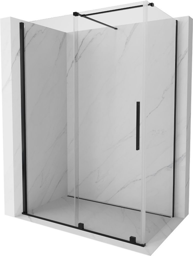 Mexen Velar ausziehbare Duschabtrennung 150 x 80 cm, transparent, Schwarz - 871-150-080-01-70