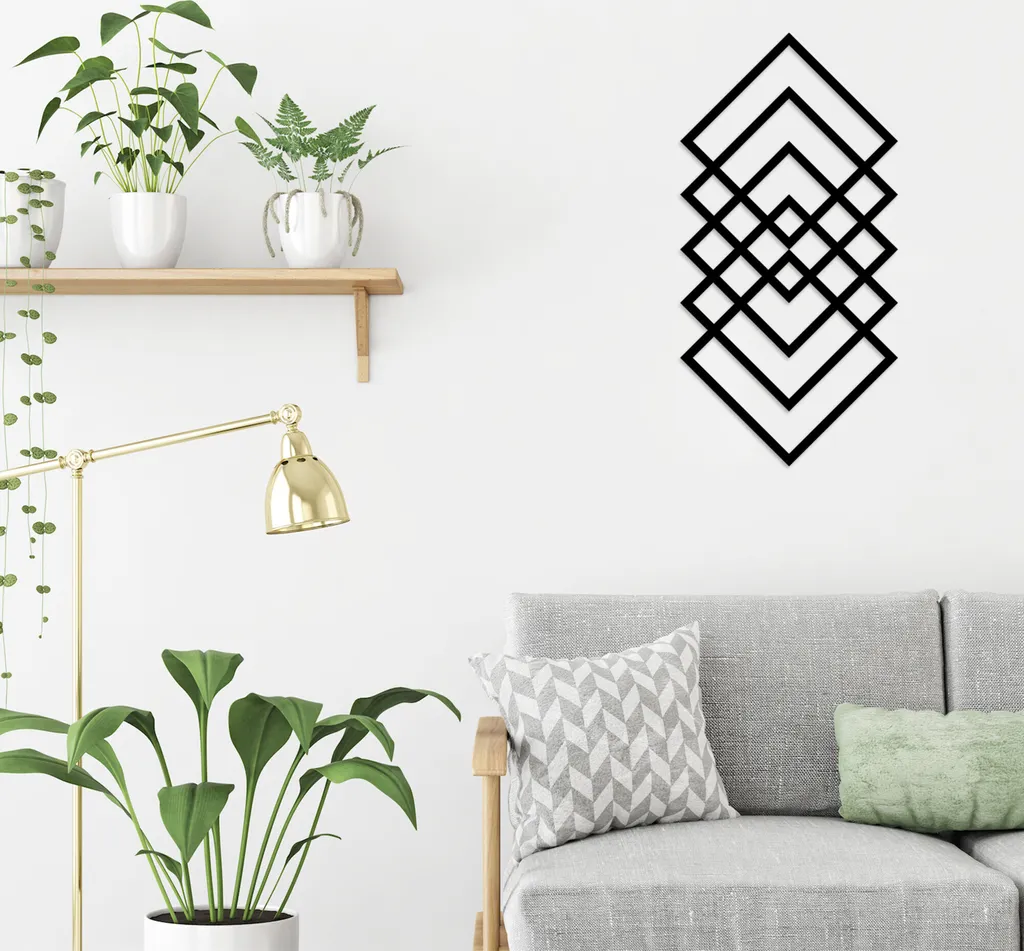 Wallity Geometria TNL1422 Nero - Decorazione Parete Metallo 30x60cm