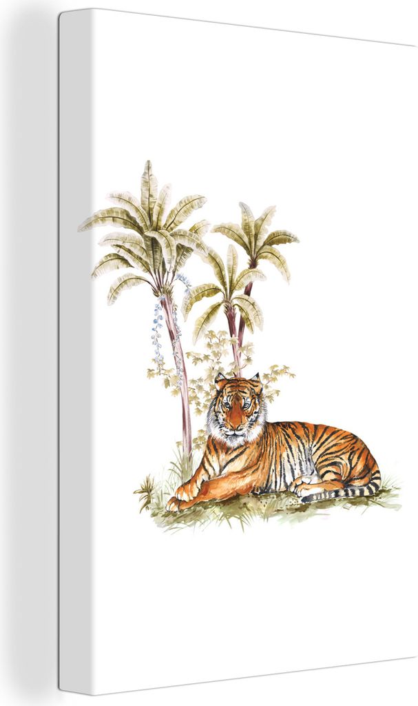 OneMillionCanvasses - Leinwandbilder - 90x140 cm, Tiger - Baum - Bild, Wandbilder Kunstdruck Wanddekoration - Wandschmucke - Schlafzimmer