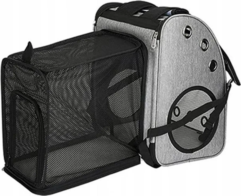 Sac de voyage 3 en 1 pour chien et chat, gris, avec brosse pour 10kg max - 5